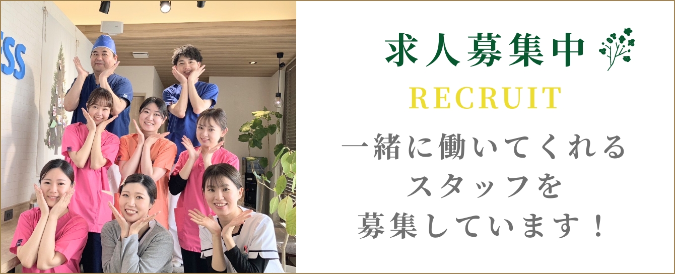 求人募集中 RECURUIT 一緒に働いてくれるスタッフを募集しています！